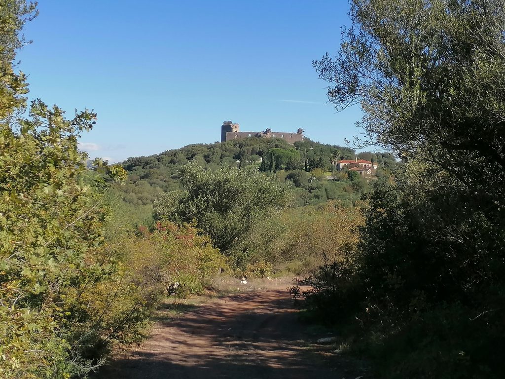 Mila Castle among the olive groves of Messinia