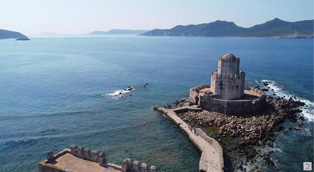 Bourtzi and Methoni Castle on the Messinian coast