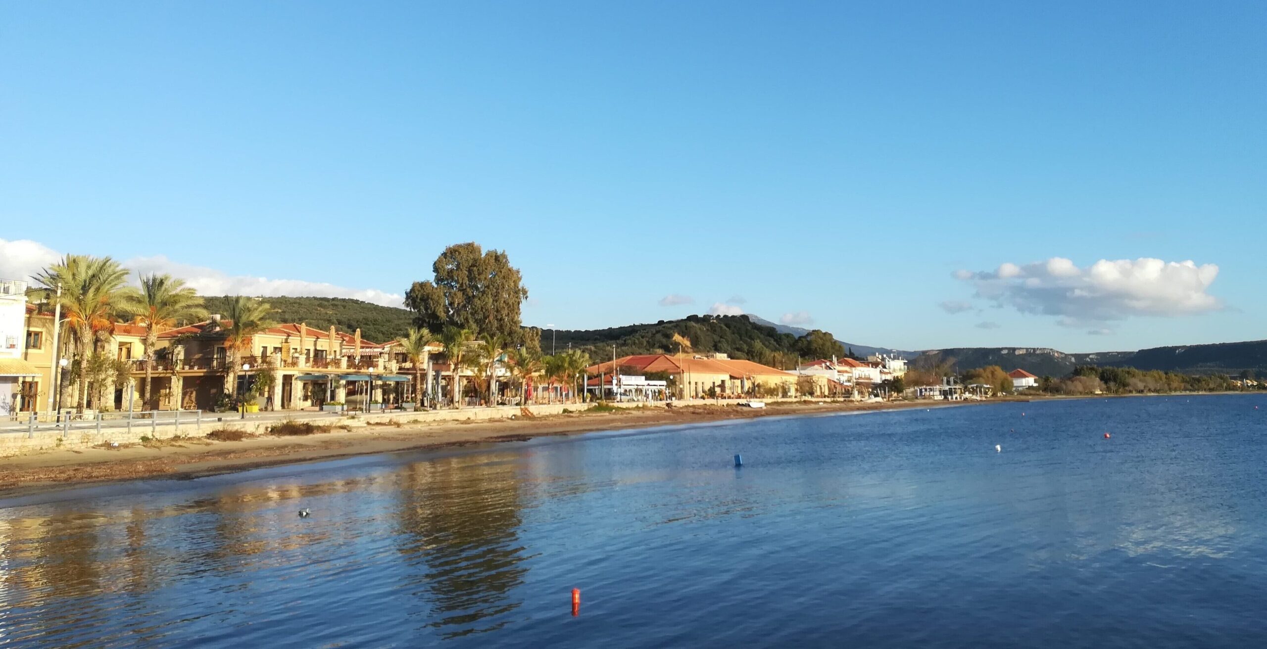Gialova waterfront on Navarino Bay