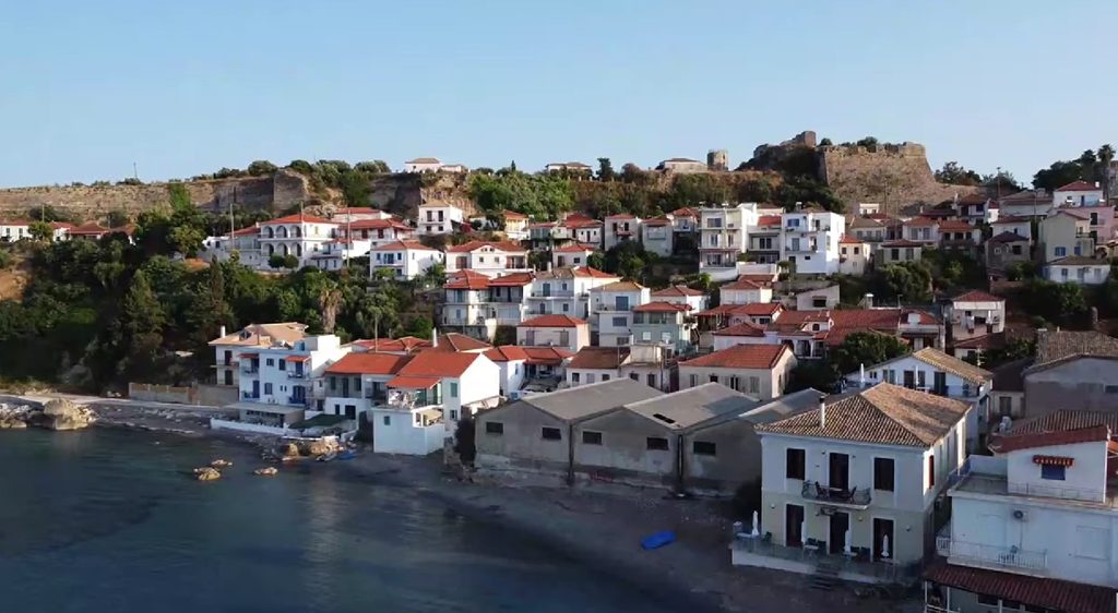 Aerial view of Koroni and its waterfront in Messinia