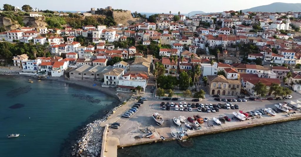 Aerial view of Koroni and its harbour in Messinia