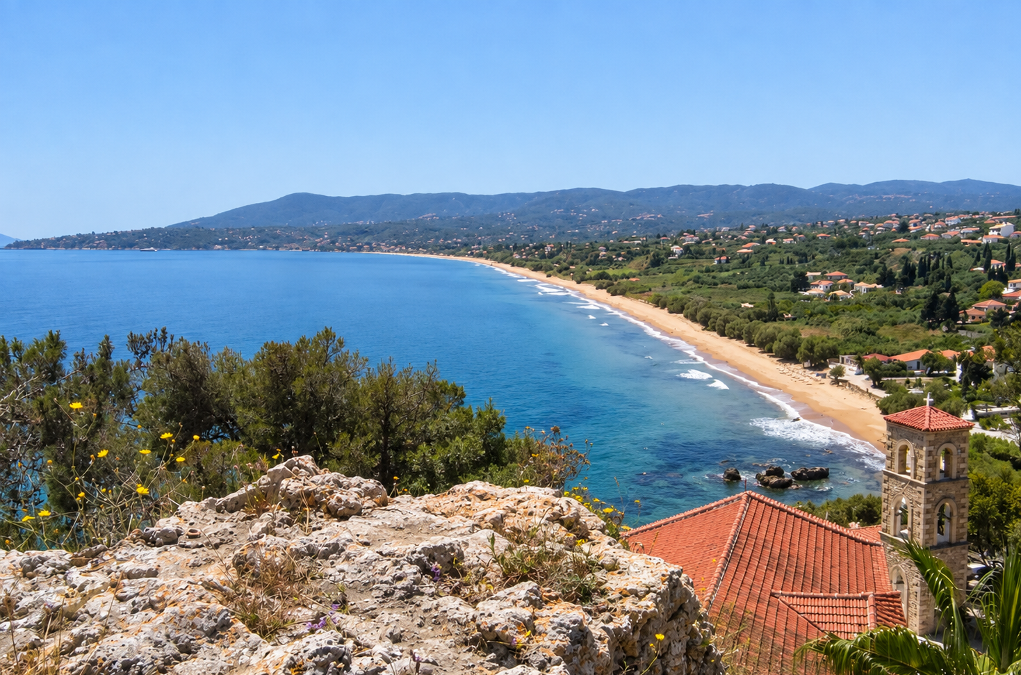 View of Zaga Beach from Koroni Castle
