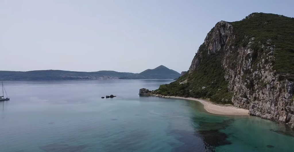 The small beach on Sphacteria opposite Sykia Passage