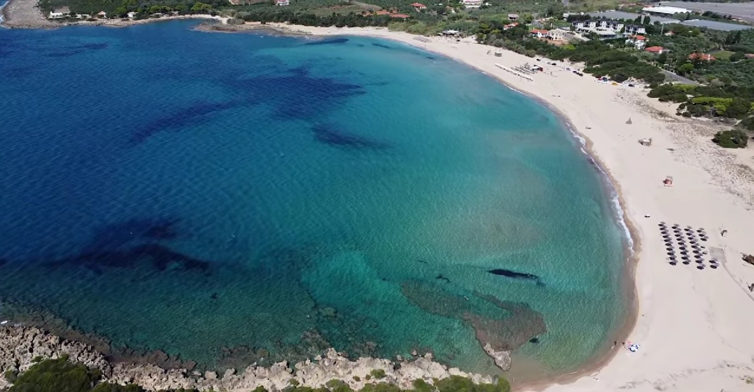 Lagouvardos Beach: waves and open views across the Ionian Sea