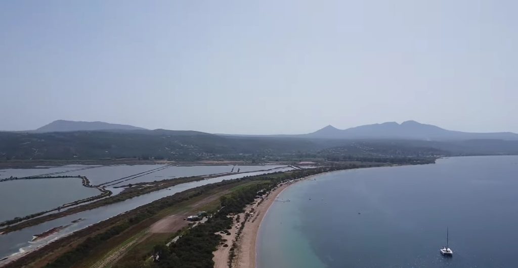 Divari Beach and Gialova Lagoon seen from above